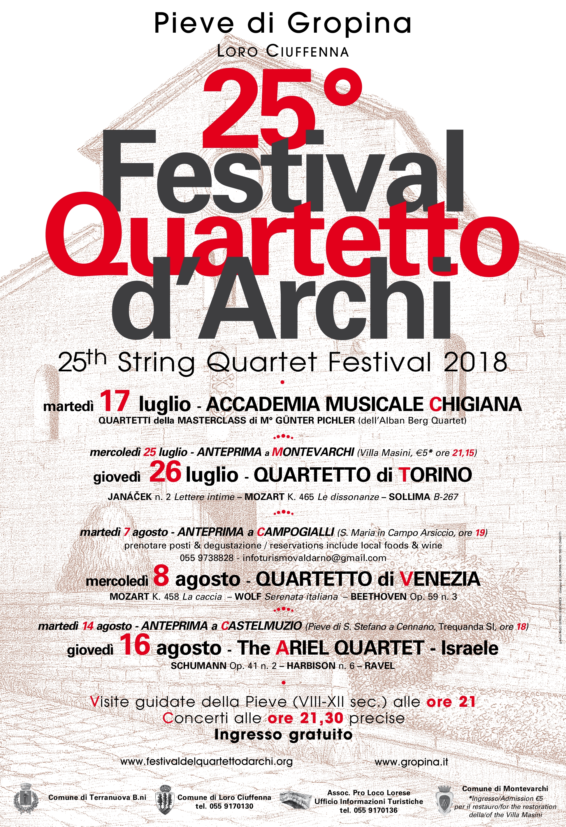 25th String Quartet Festival 2018 – 25° FESTIVAL DEL QUARTETTO D’ARCHI – GROPINA