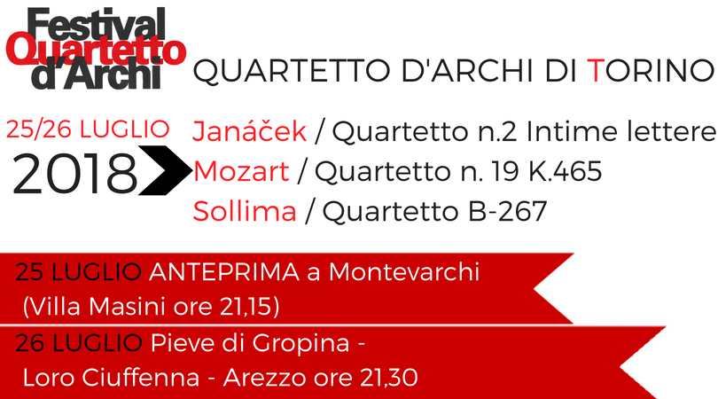 Quartetto d’Archi di Torino – 25 e 26 luglio 2018